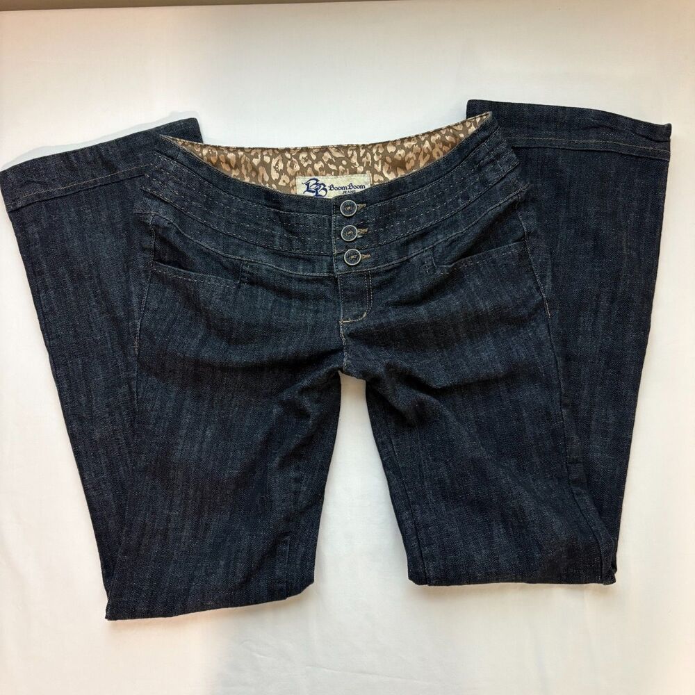 Vintage Y2K Boom Boom Jeans Low Rise Dark Wash Bootcut Going Out Pants Size 9/30